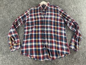 Backpacker Shirt Mens Medium Flannel Plaid Button Up Blue Red Long Sleeve N21